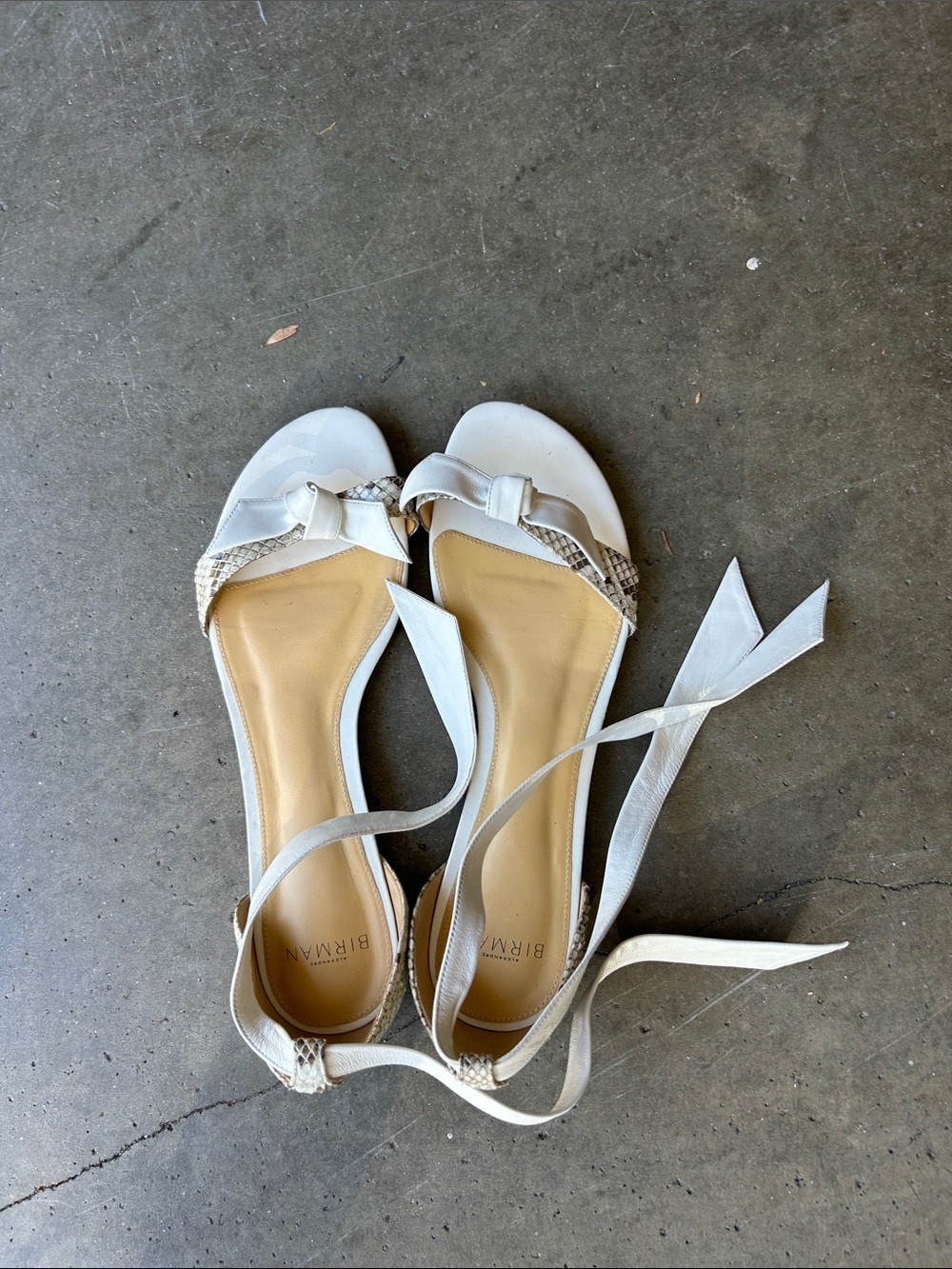 Alexandre Birman White Lace-Up Braided Toe Sandals